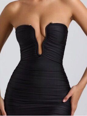 knee length dresses for ladies Off-Shoulder Layered Corset Micro Mini Dress in Black - 6